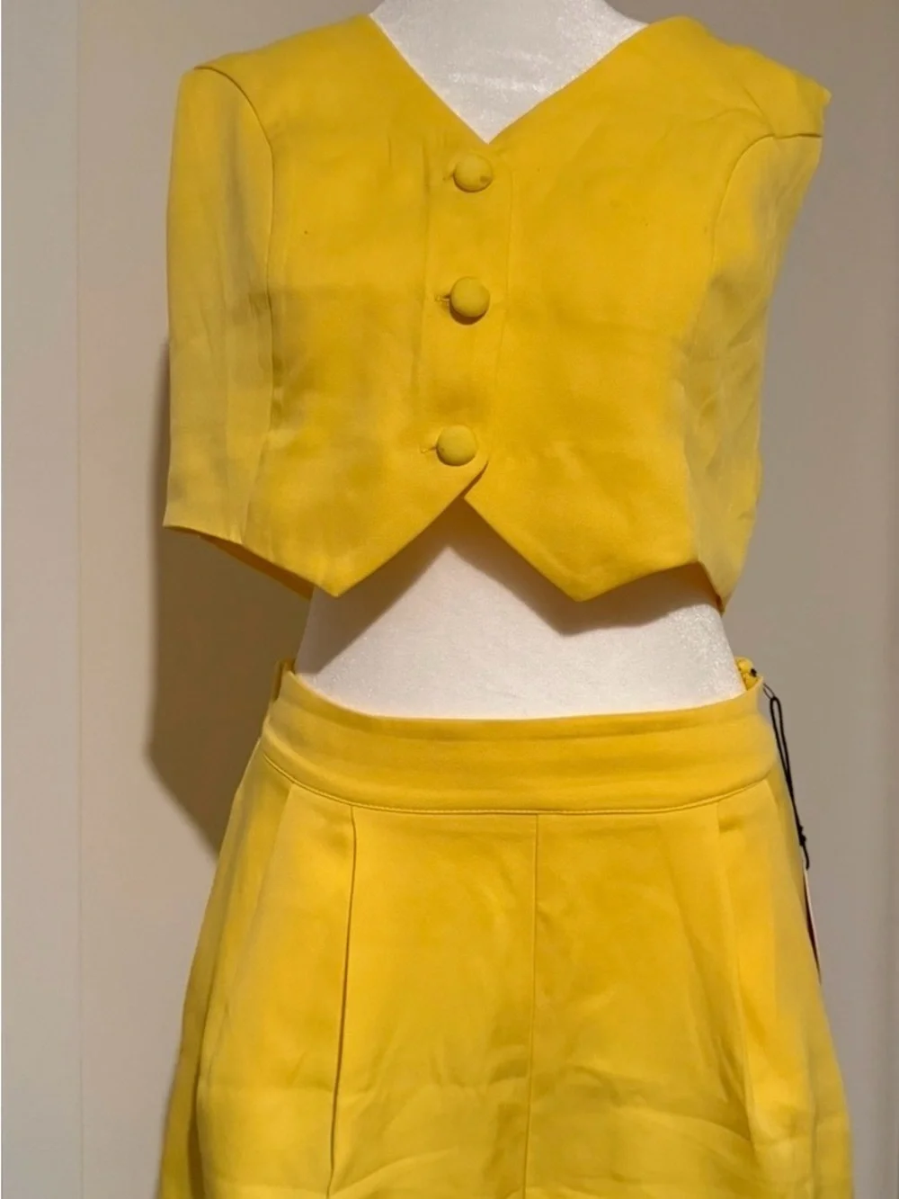 Bright Yellow Sleeveless Vest & shorts Set - Women's Two-Piece - Picture 6 of 6